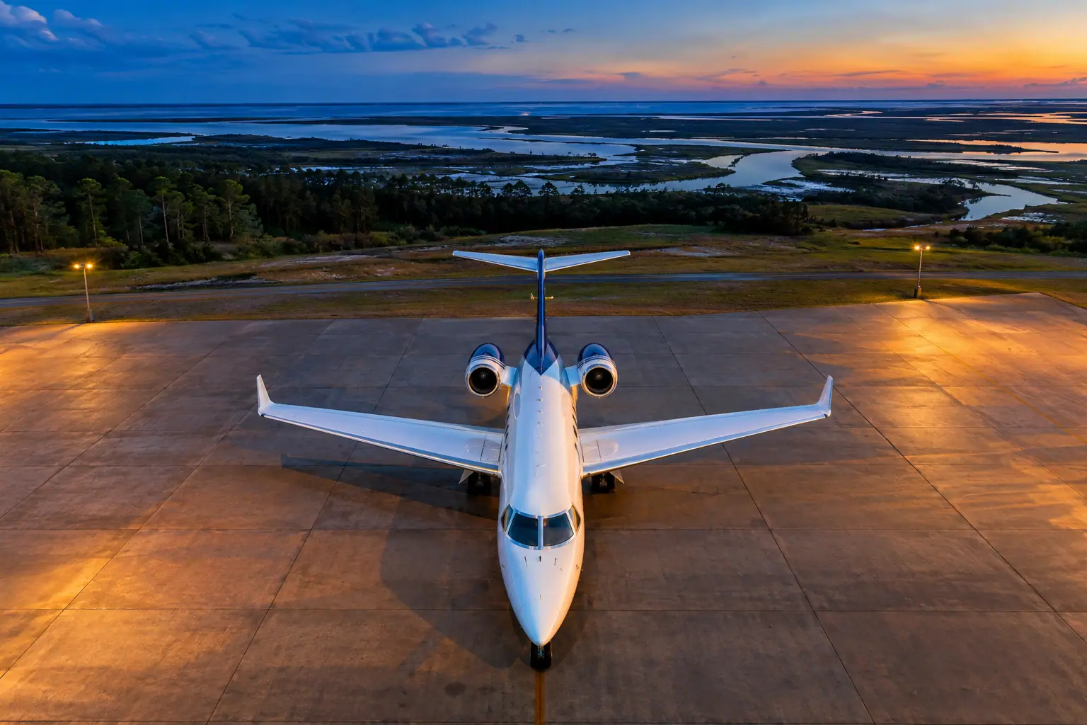 Light jet waiting on an empty ramp