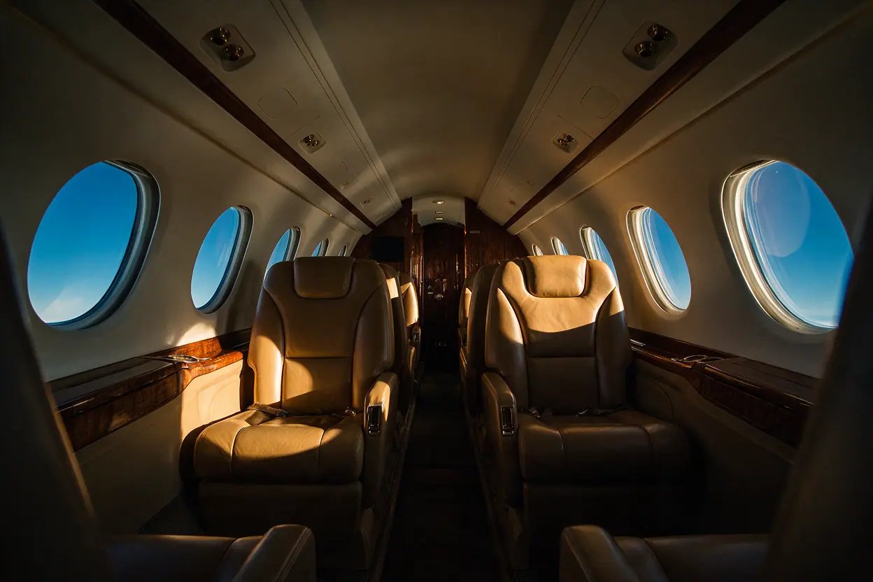 Super-midsize jet cabin interior