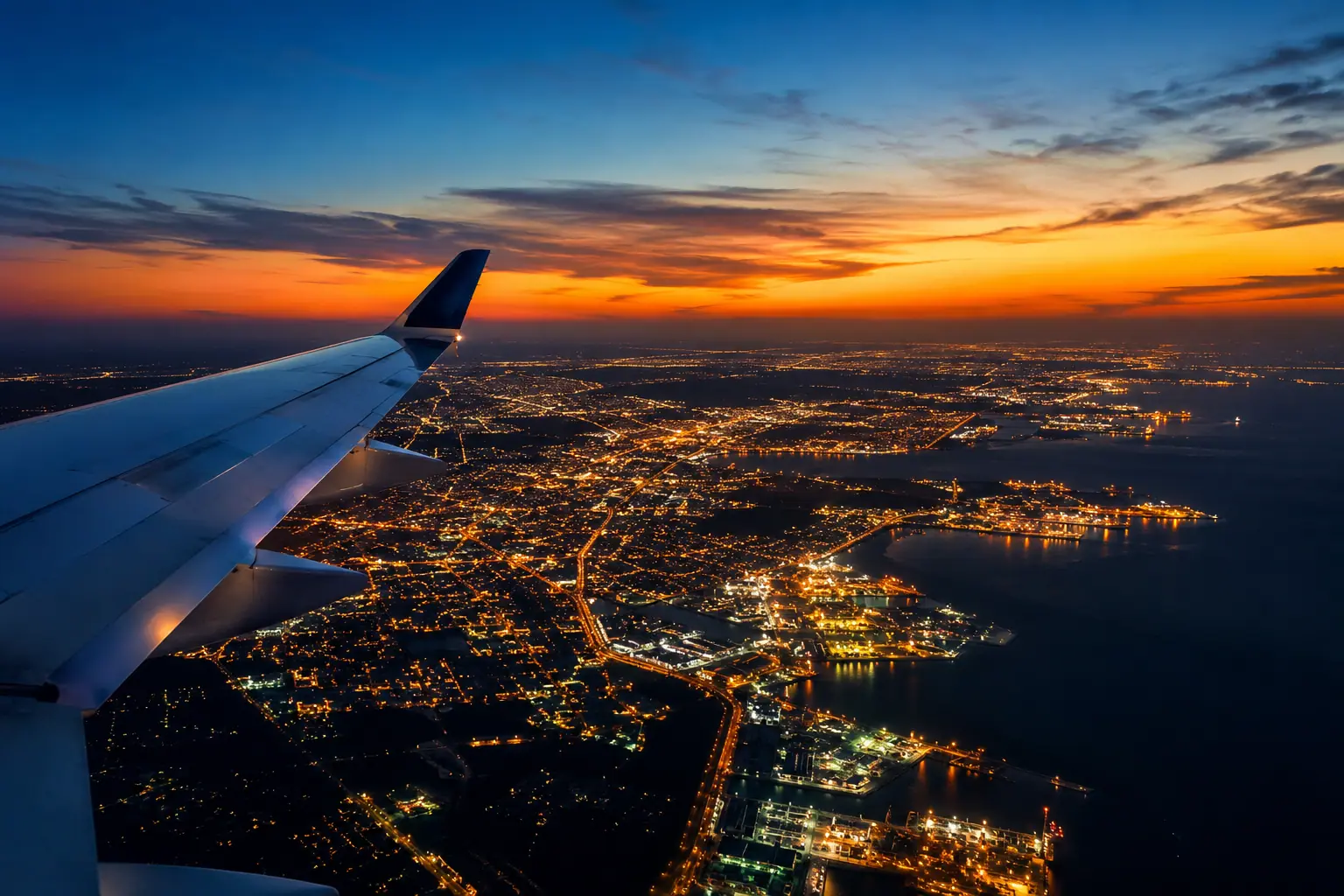 the US lights seen from a private jet