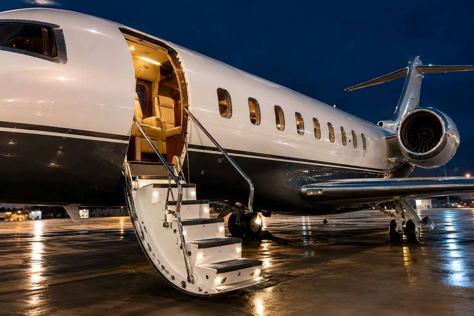 Open airstair of a private jet